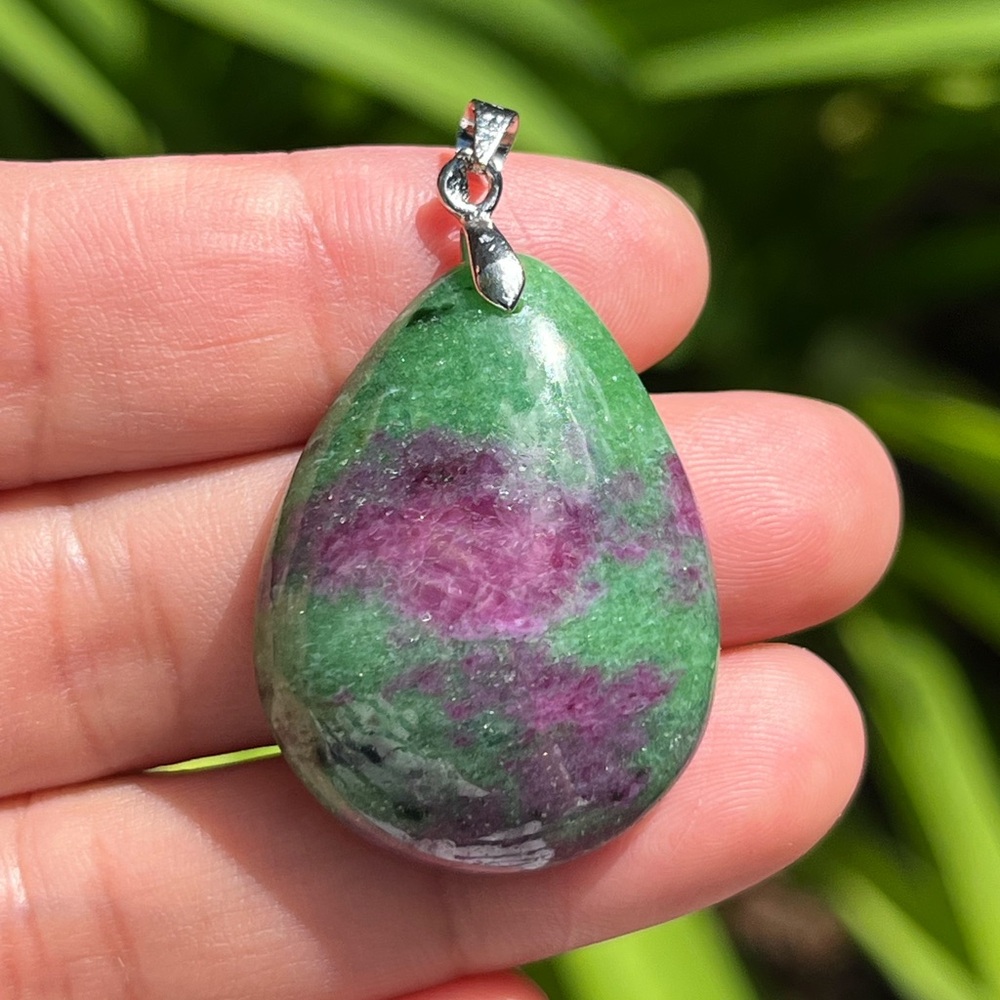 Sterling silver 925 stamped ruby zoisite pendant 0058 - Picture 4 of 7